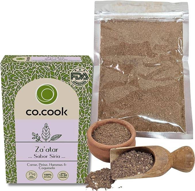 CoCook Tempero Árabe 100% Natural Zaátar Sabor Síria 75g Ideal para Carnes, Peixes, Hummus, Congumelo Zero Glúten, Zero Lactose, Zero Conservantes, Zero Corantes, Zero Sódio - Rende até 30 porções