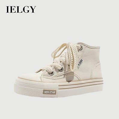 IELGY Sapatos Coreanos Cano Alto para Mulher