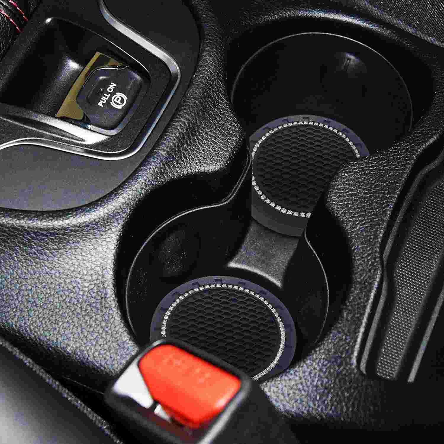 Kit Bling Porta-Copos e Anel de Ignição: Toque de Luxo e Brilho para seu Carro Feminino