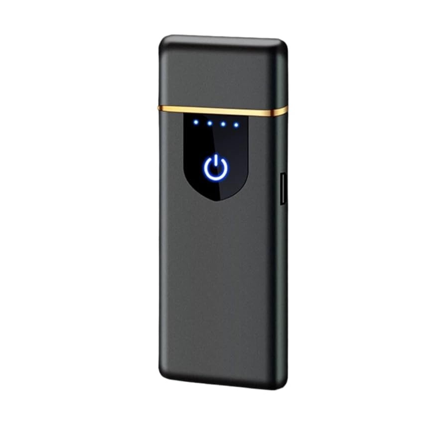 Isqueiro Elétrico USB Recarregável Slim Preto - Ignição a Arco, LED e Design Moderno
