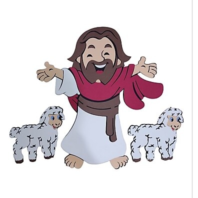 Jesus 65cm + 2 Ovelhas EVA: Decoração Páscoa Igreja