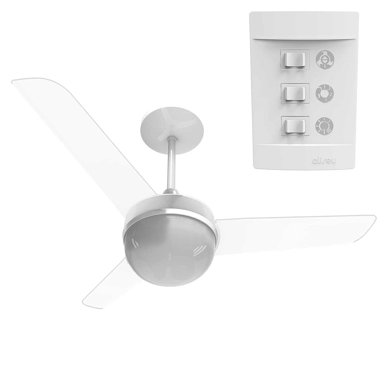 Ventilador de Teto Aliseu Alisclean 127V – 90cm com Controle de Parede e Iluminação