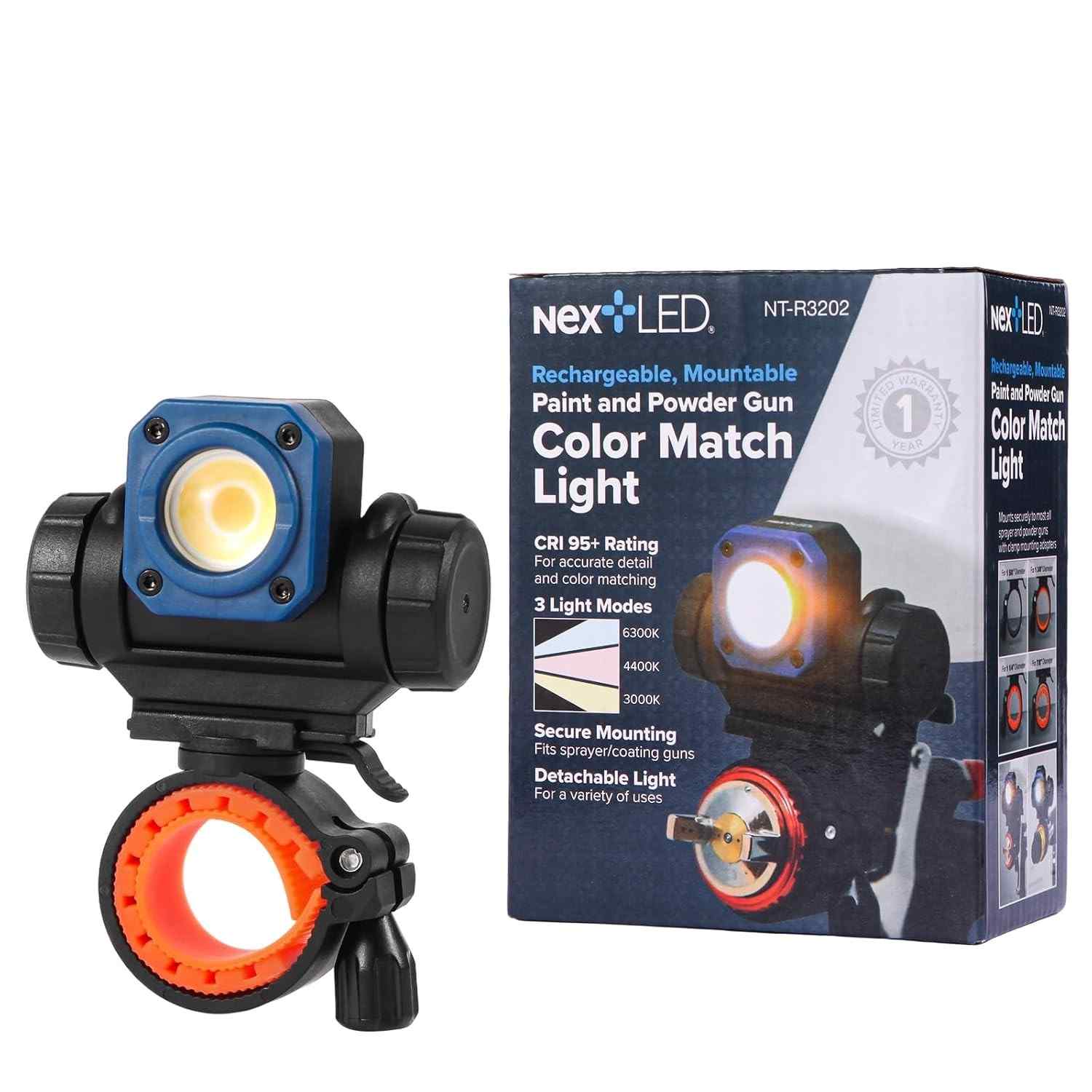 NextLED NT-R3202: A Iluminação Perfeita para Sua Pistola de Tinta | CRI 95+, 3 Modos de Cor, 450 LM