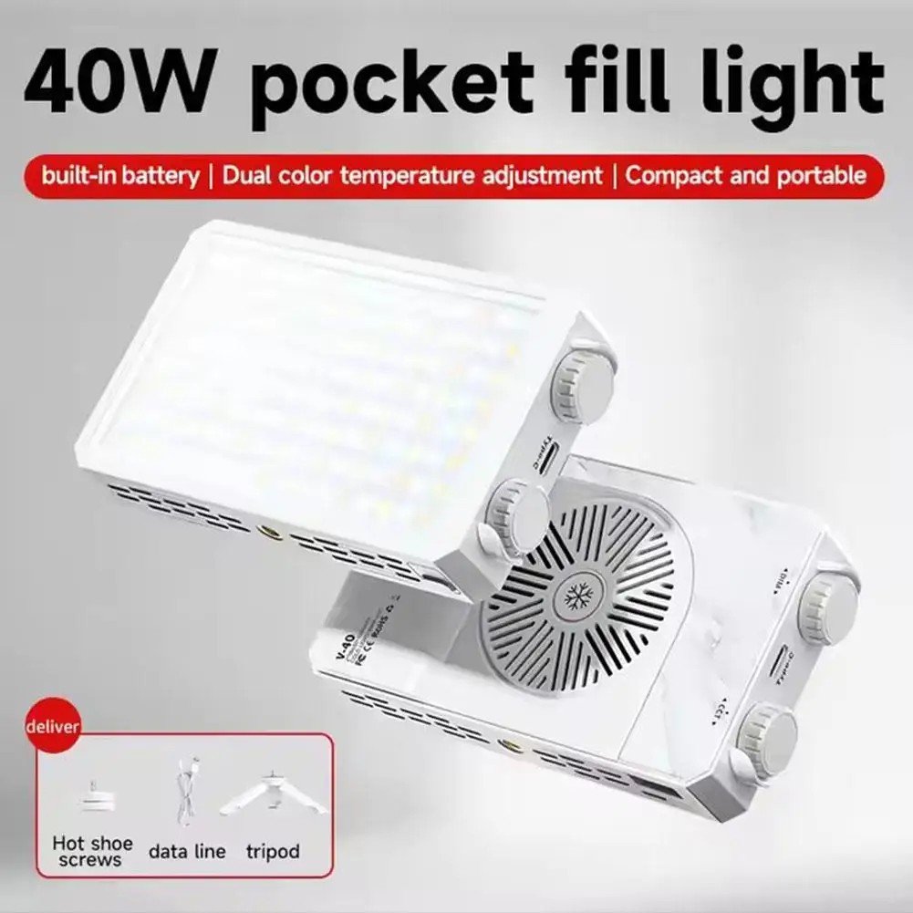 Iluminador LED 40W: Luz Bi-Color Portátil Profissional