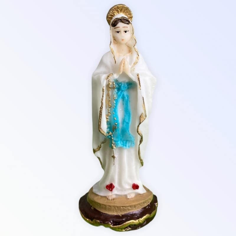Imagem de Nossa Senhora de Lourdes em Resina - 8 cm | Decoração Católica Elegante e Durável