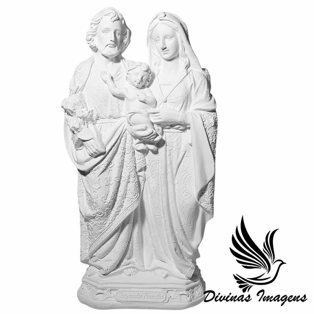 Imagem Sagrada Família em Gesso Cru 30cm – Personalize e Decore