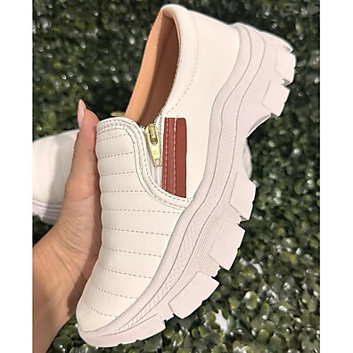 Tênis Feminino Slip On Casual com Zíper e Envio Imediato