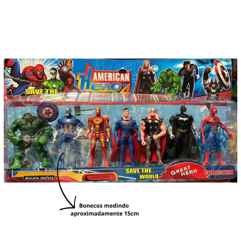 Kit 7 Bonecos Vingadores Avangers American Hero4 – Envio Imediato
