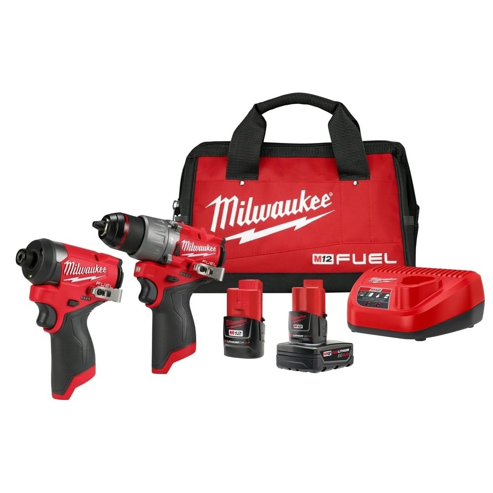 Kit Milwaukee M12 FUEL: Martelo Furadeira e Chave de Impacto Sem Fio - Potência e Versatilidade