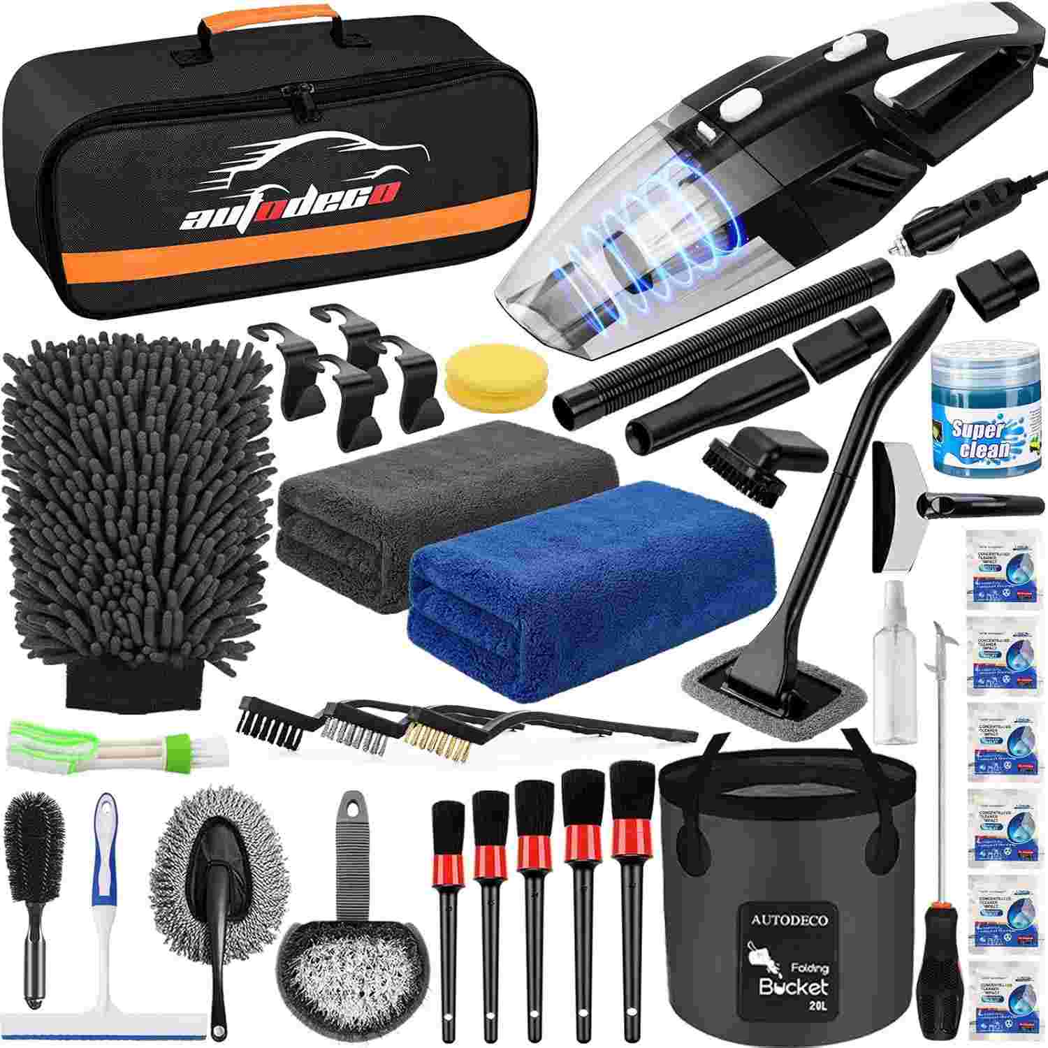 Kit Completo de Limpeza Automotiva AUTODECO: 41 Peças para Detalhes Impecáveis