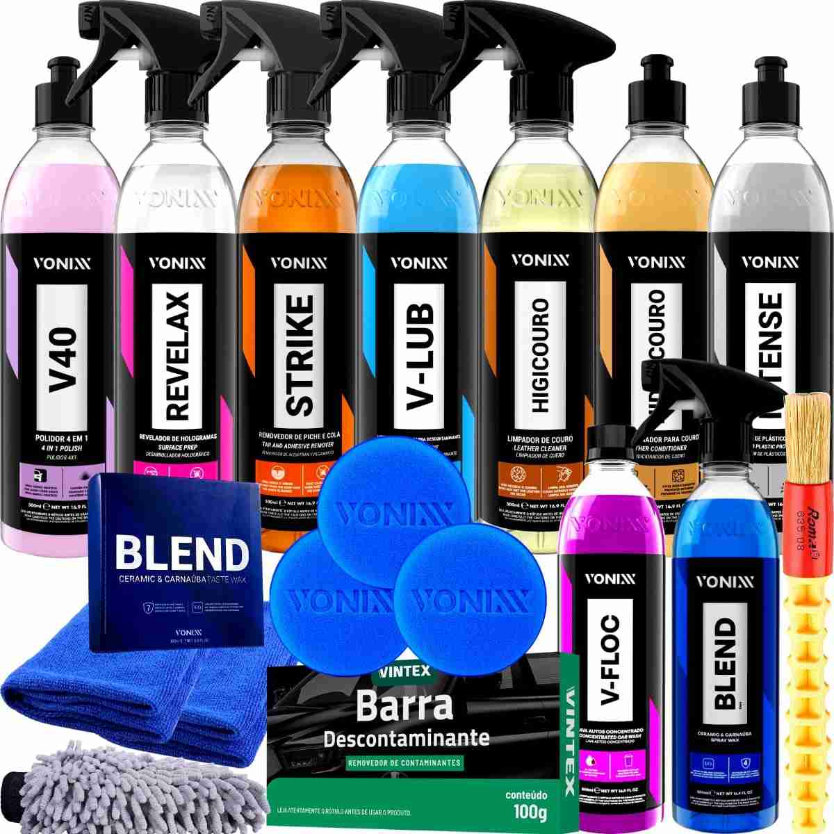 Kit Completo Limpeza Profissional Automotiva Vonixx: Brilho e Proteção Impecáveis