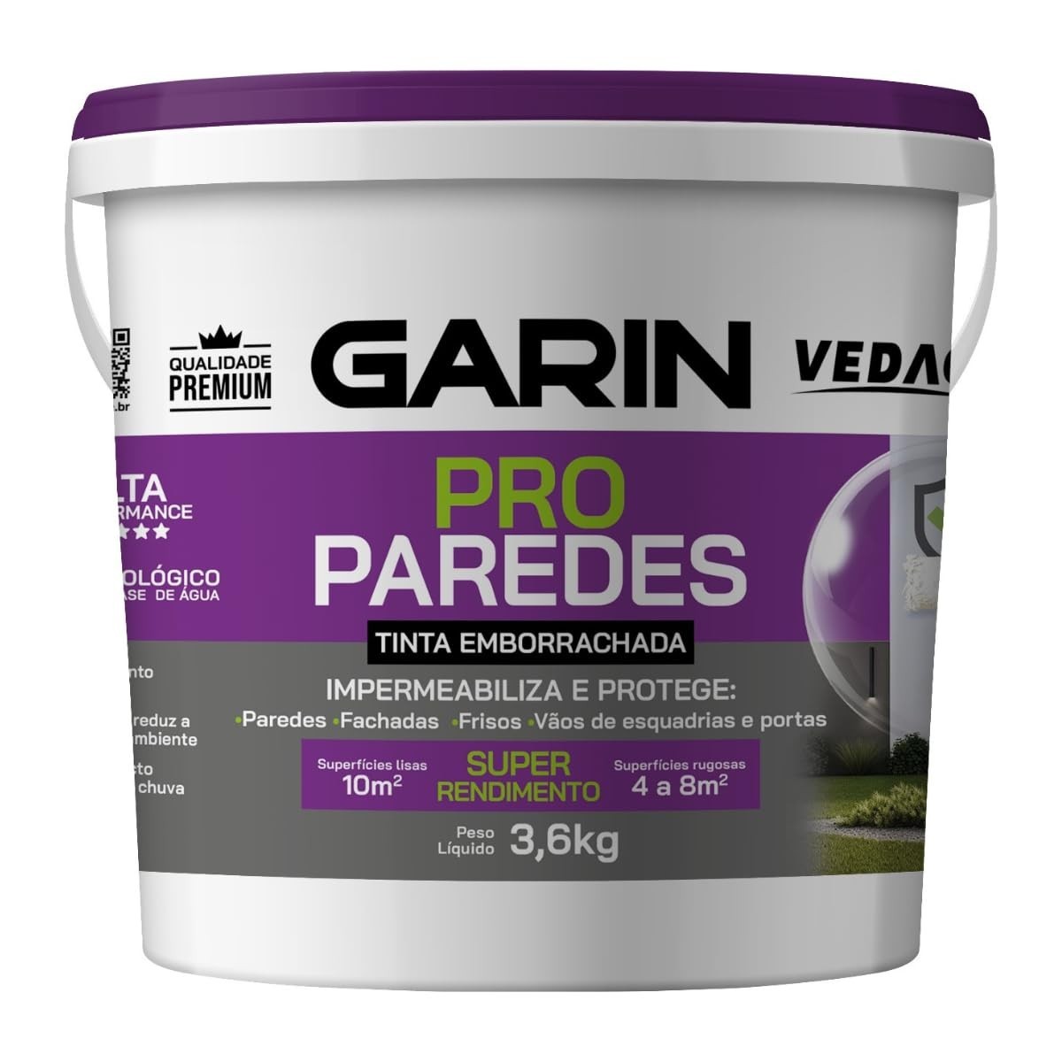 Tinta Emborrachada Garin Premium Branco 3,6kg: Fachadas Impecáveis e Protegidas