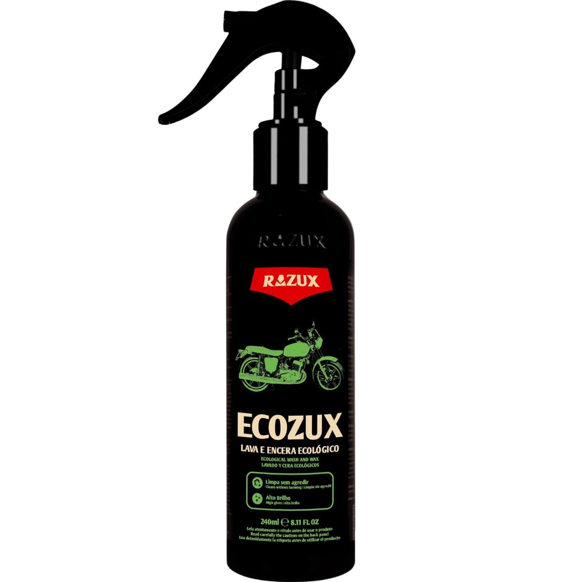 ECOZUX 240ml: Limpeza e Cera para Moto sem Água | Brilho Impecável