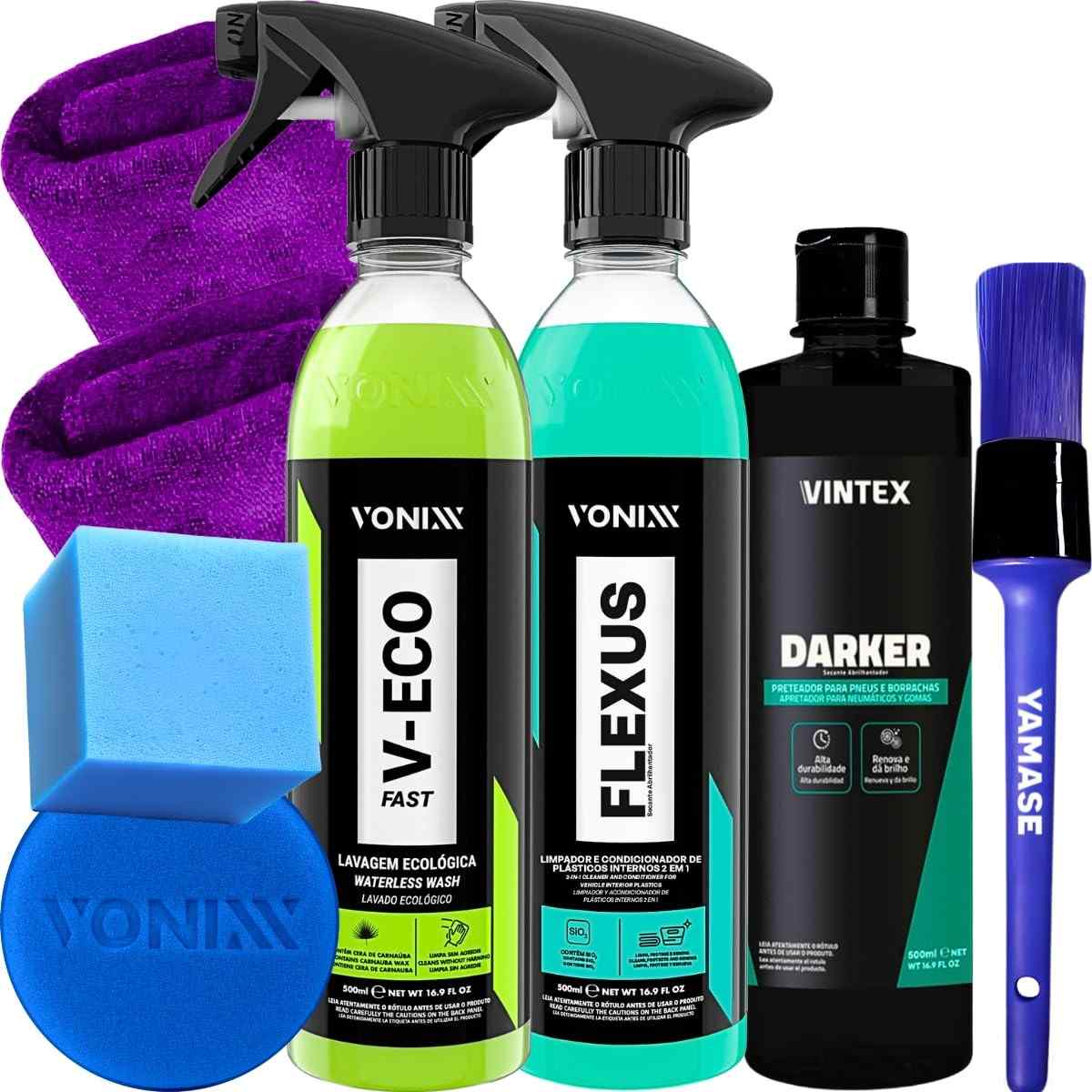 Kit Lavagem a Seco Completa Flexus + V-Eco Fast + Darker: Limpeza Impecável Sem Água