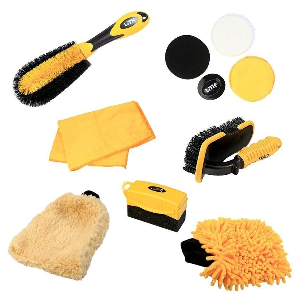 Kit Completo de Limpeza Automotiva 10 Peças Lith: Brilho Impecável para Seu Carro!