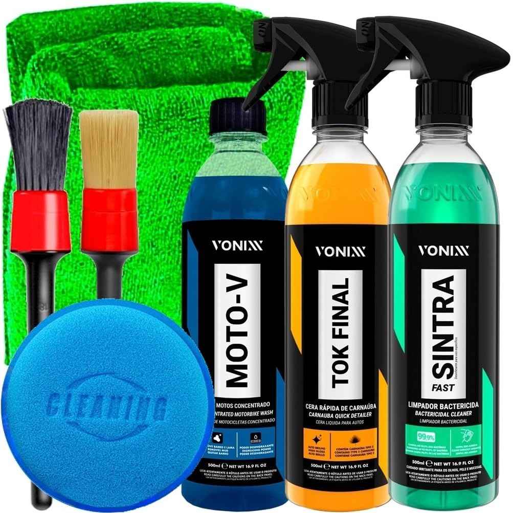 Kit Completo Vonixx: Tok Final, Sintra Fast, Moto-V e Acessórios Karbox para Detalhamento Impecável