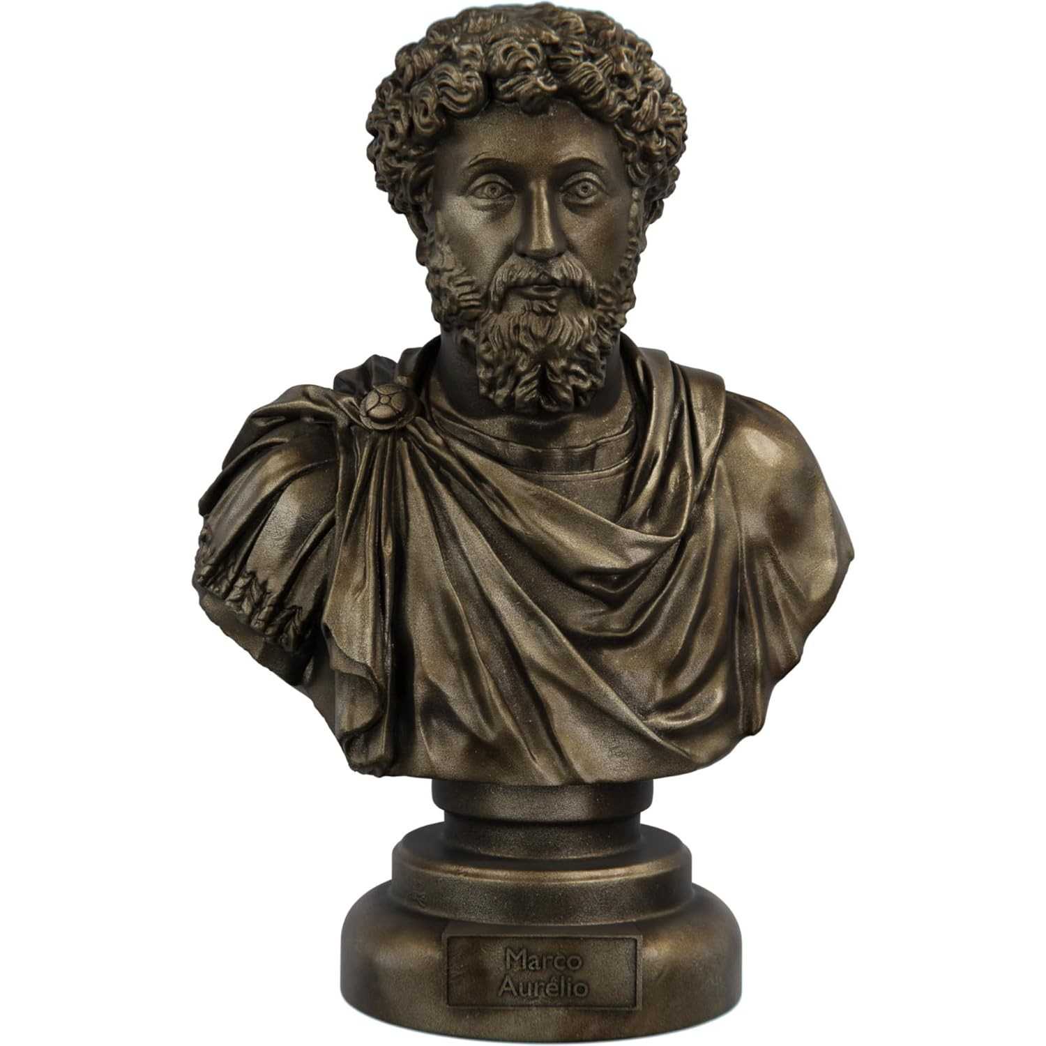 Busto de Marco Aurélio em Ouro Velho - Estátua Histórica do Imperador Filósofo