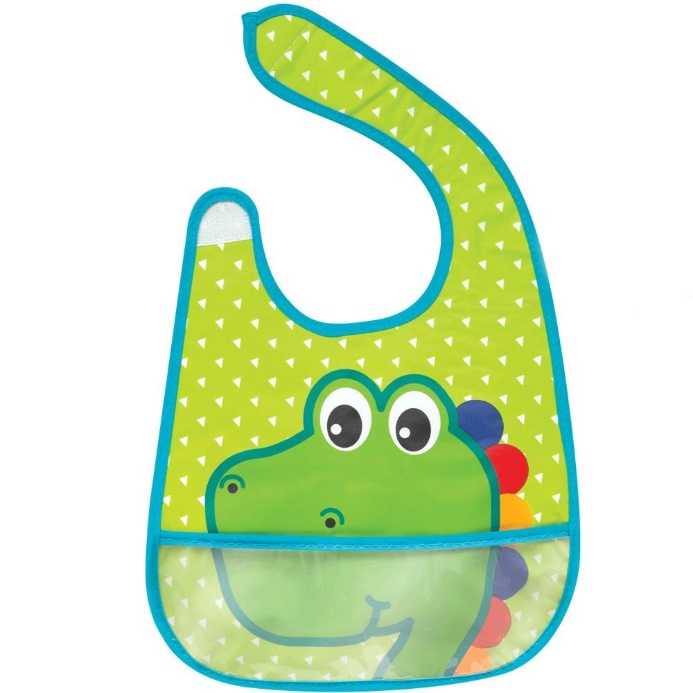 Buba Babador Com Bolso Impermeável - Dino Colorido para Bebês