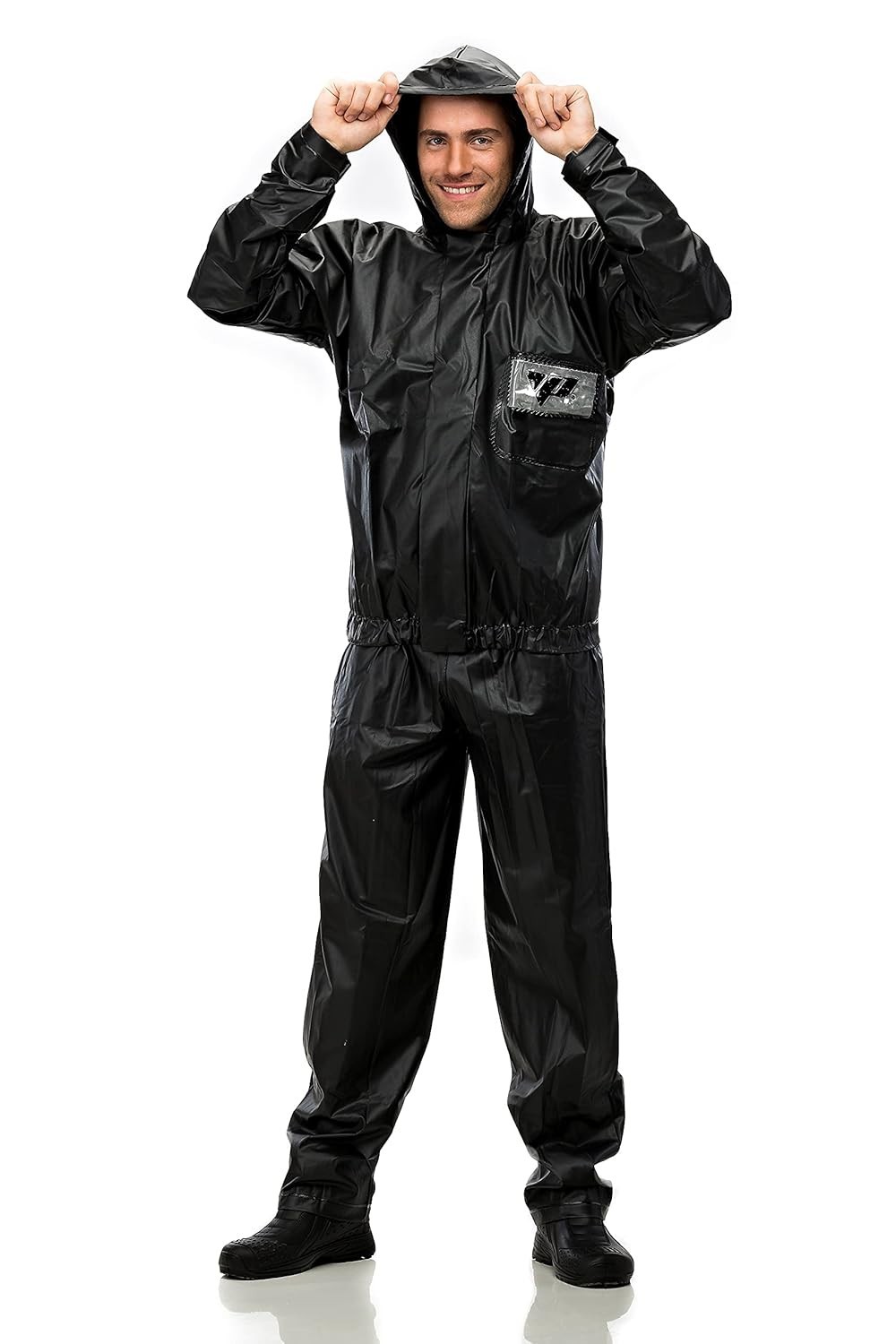 Conjunto Impermeável PVC Tornado Preto com Capuz - Proteção Total Tam P