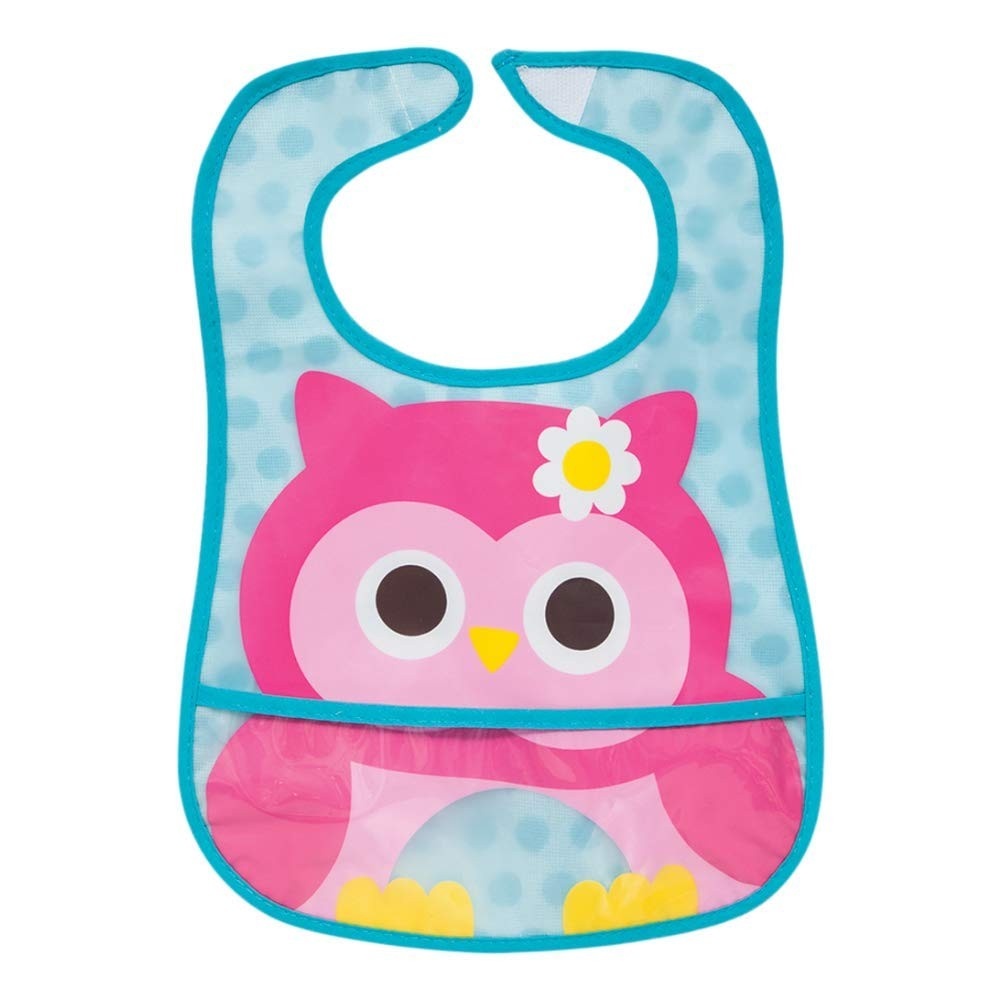 Babador com Bolso Coruja Girl da Buba - Impermeável e Prático para Bebês