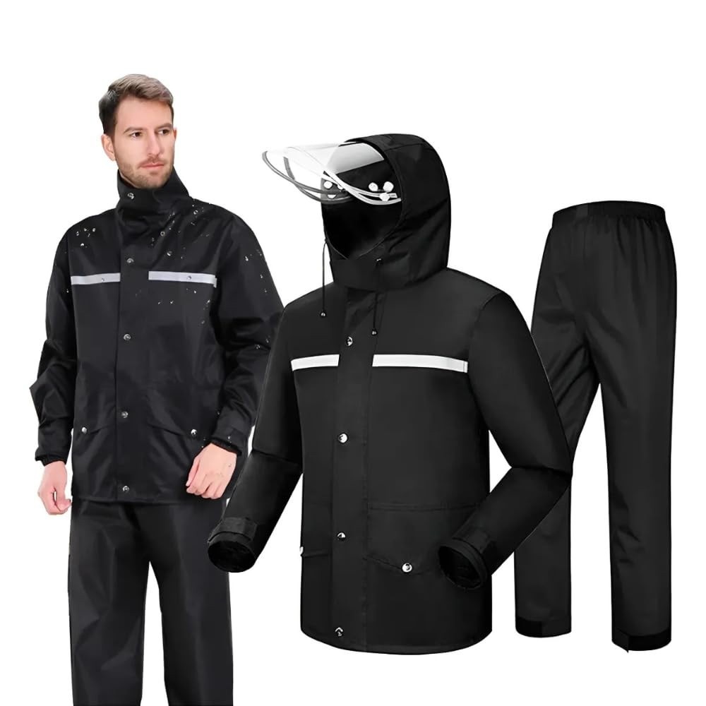 Capa de Chuva para Moto com Jaqueta + Calça Refletiva Impermeável – Motoqueiro, Ciclismo e Entregadores – Alta Visibilidade e Proteção Completa– Tamanho XXG 175-180cm 75-90kg