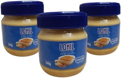3X Manteiga Pasta de Amendoim Crocante LOHIL Importada 200g cada