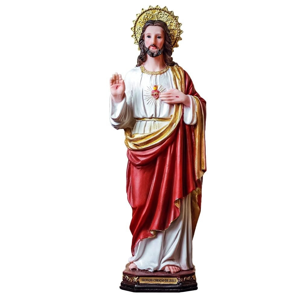 Imagem do Sagrado Coração de Jesus em Resina 30cm - Peça Importada para Decoração e Fé