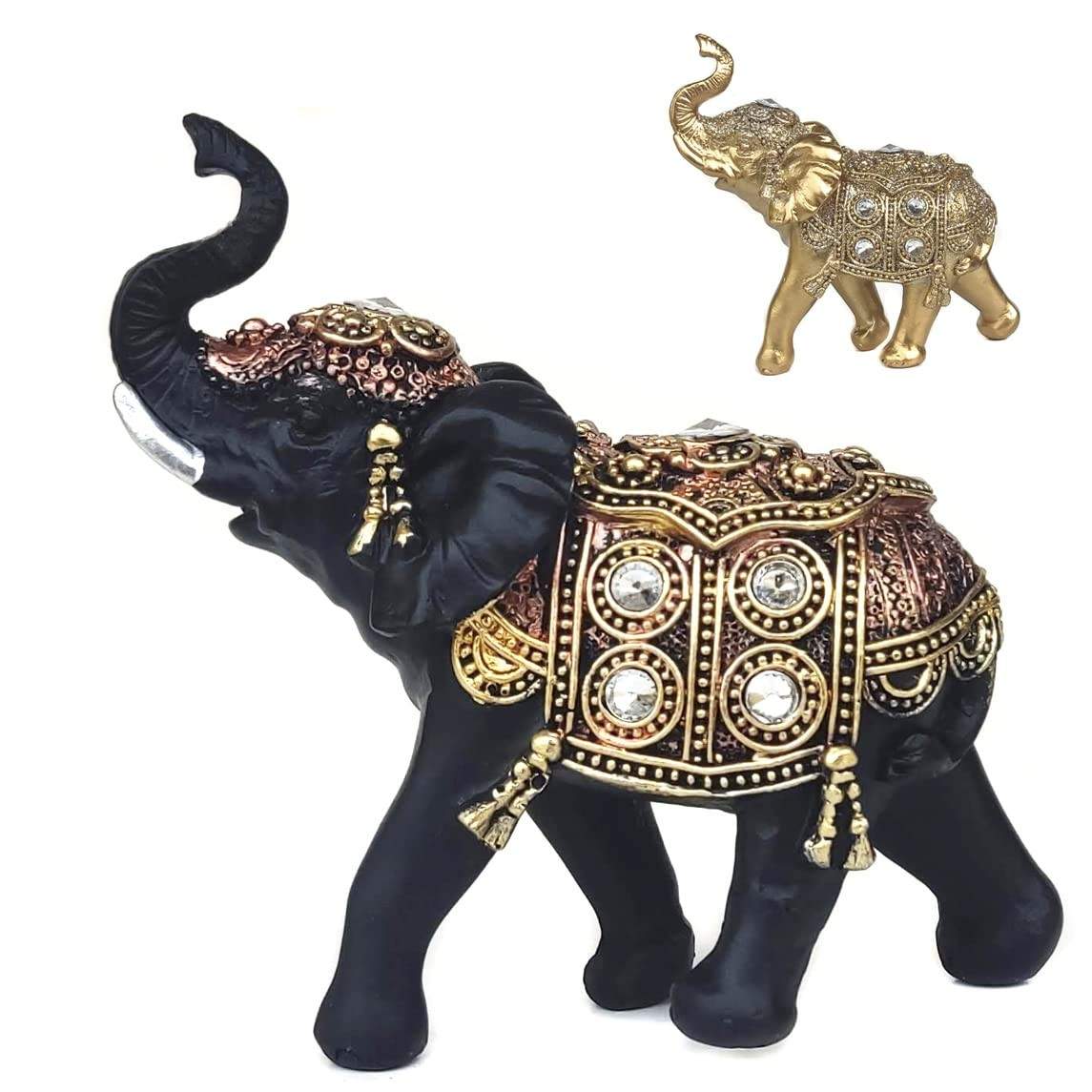 Elefante Decorativo em Resina Indiano - Símbolo de Sabedoria e Sorte (J100)