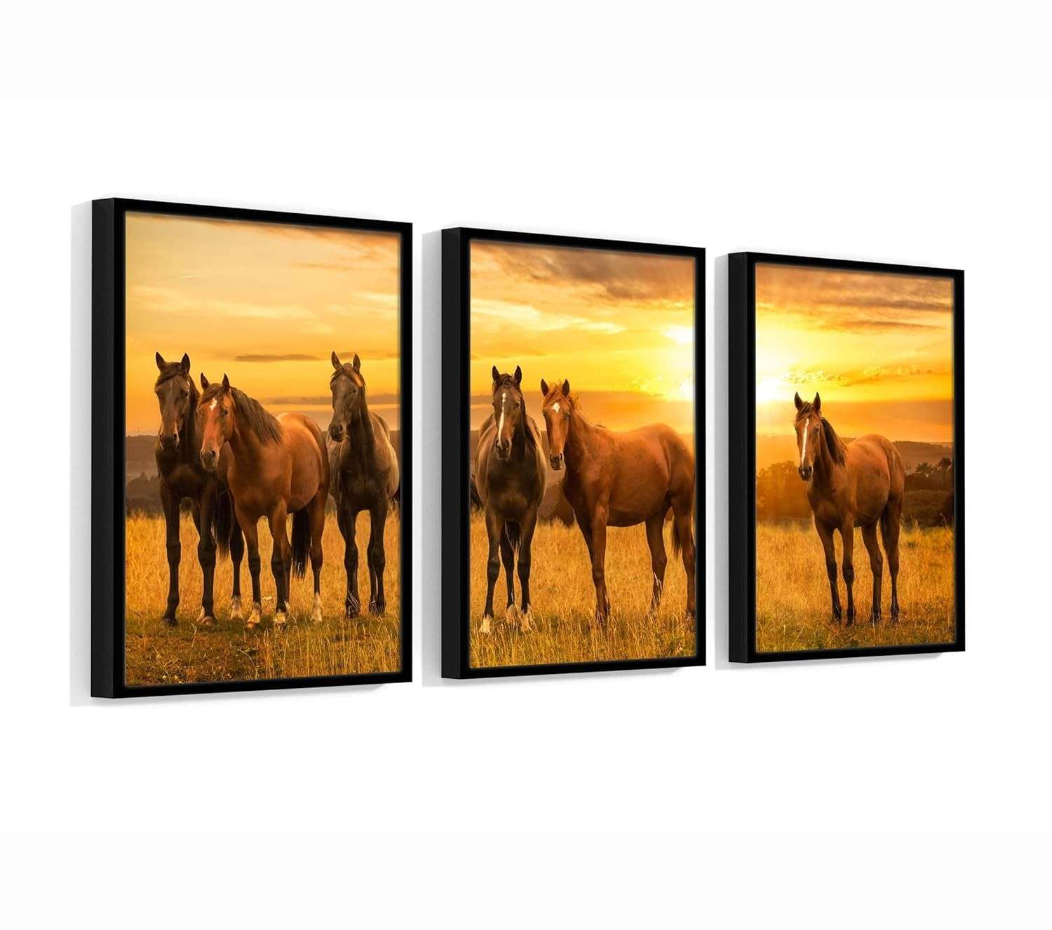 Kit 3 Quadros Espírito Indomável: Cavalos Selvagens em Arte Moderna