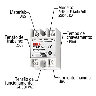Relé de Estado Sólido Fotek SSR-40DA 40A: Alta Eficiência e Confiabilidade Industrial