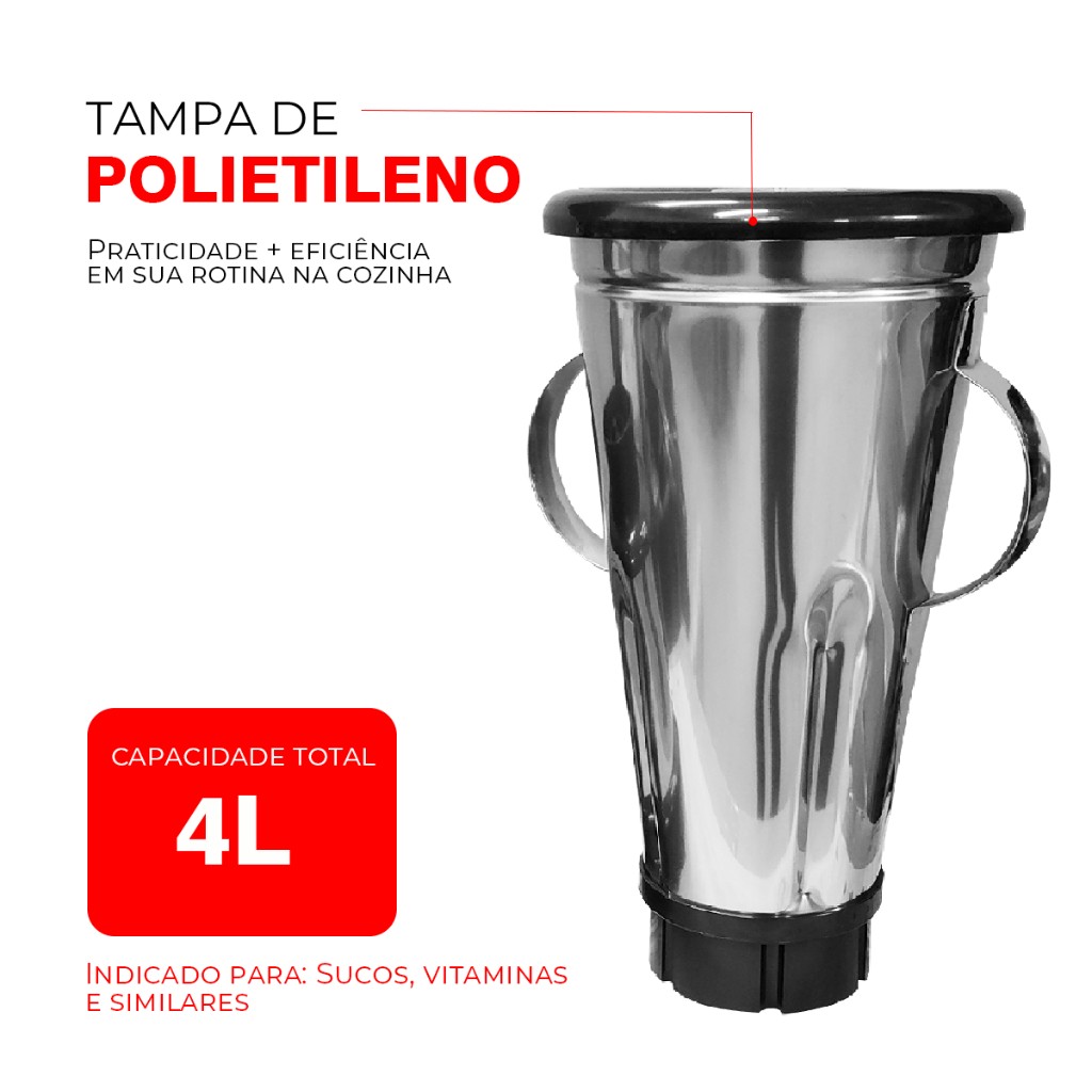 Liquidificador Profissional Alta Rotação 4 Litros Inox: Potência e Qualidade para Cozinha Industrial