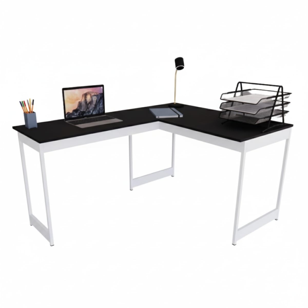 Mesa em L Estilo Industrial - Escrivaninha de Canto para Escritório e Estudo | Tampo Texturizado e Design Moderno