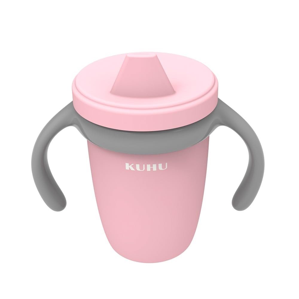 Copo de Treinamento Infantil 240ml com Bico de Silicone Antivazamento - Rosa