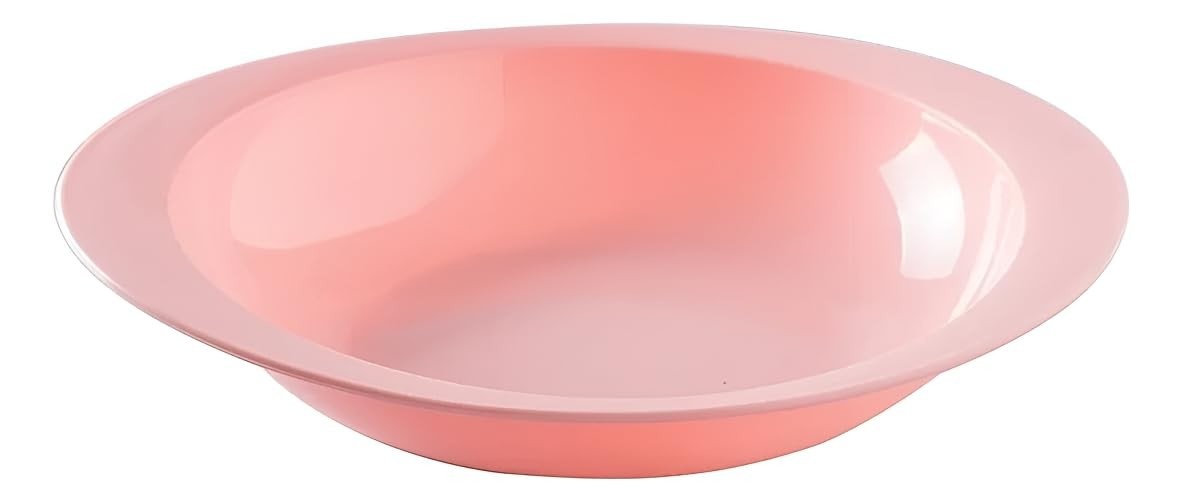 Prato Infantil de Plástico Rosa 800ml - Kit com 2 Pratos Fundos em Polipropileno Seguro