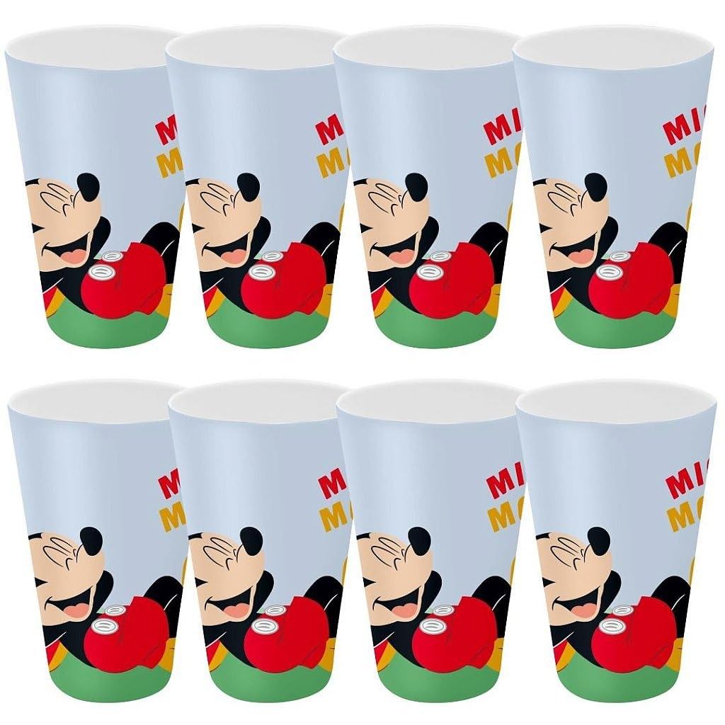 Kit 8 Copos Festa Infantil Melamina Mickey Mouse Disney 300ml - Diversão Segura e Estilosa