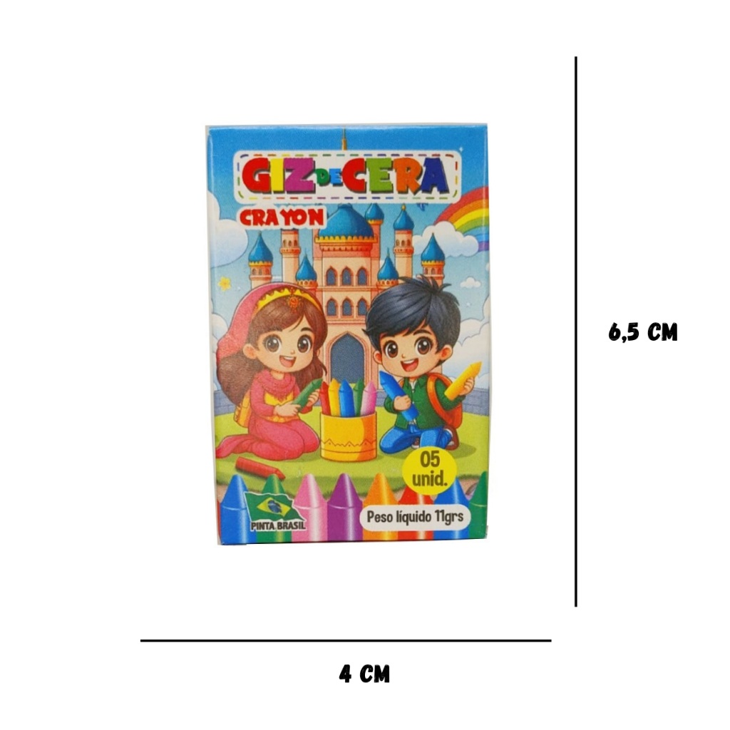 Mini Giz de Cera 5 Cores – Kit Festa Infantil