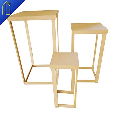 Trio de Mesa Cubo Vazado MDF para Festa Infantil
