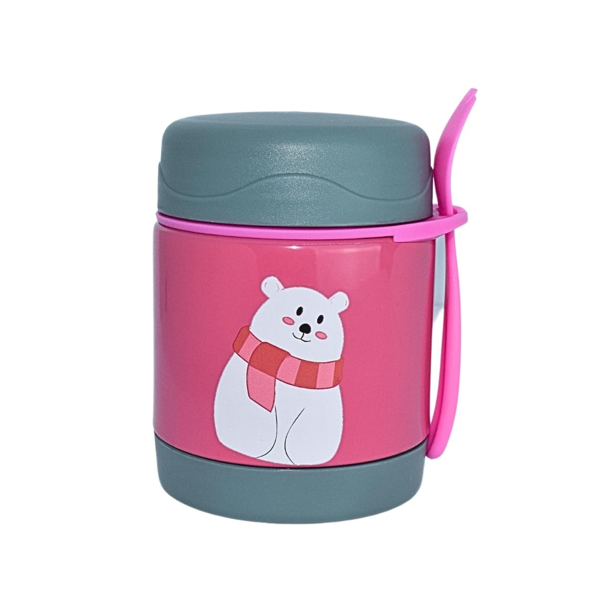 Pote Térmico Infantil Rosa 320ml com Garfo de Bambu - Aço Inox Seguro e Livre de BPA