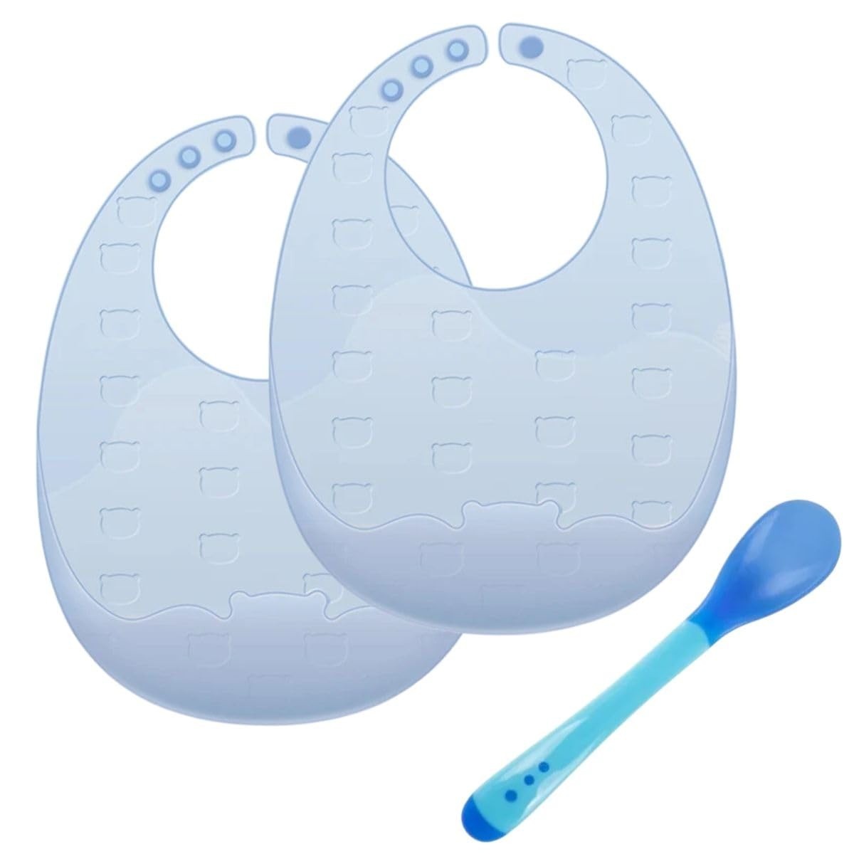 Sem Bagunça - Babador De Silicone Com Coletor De Migalhas - Infantil Bebê. Leve, Macio e Resistente. Cor Azul, Amarelo, Rosa, Verde e Cristal. Kit E Unidade