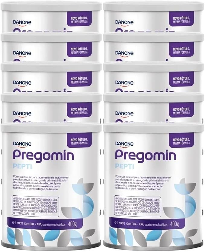 10 latas Pregomin Fórmula infantil em pó - 400gr - Validade 2026