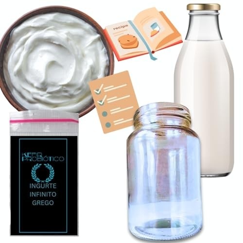 Iogurte Grego Infinito Desidratado + Manual Completo Cortesia 500ml! | Produção Caseira Saudável e Natural | Econômico, Rico em Proteínas | Fácil de Fazer em Casa