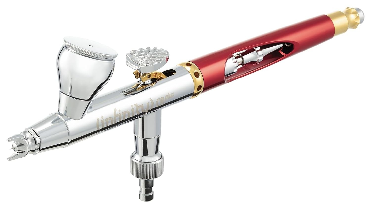Harder & Steenbeck Aerógrafo, Infinity 2024 Crplus 2 Em 1 - Conjunto De Pintura Dupla Ação Engenharia Alemã Com Alimentação Por Gravidade, Bico Autocentrante Titânio 0,25 Mm E 0,44 Mm, Copos Tinta M