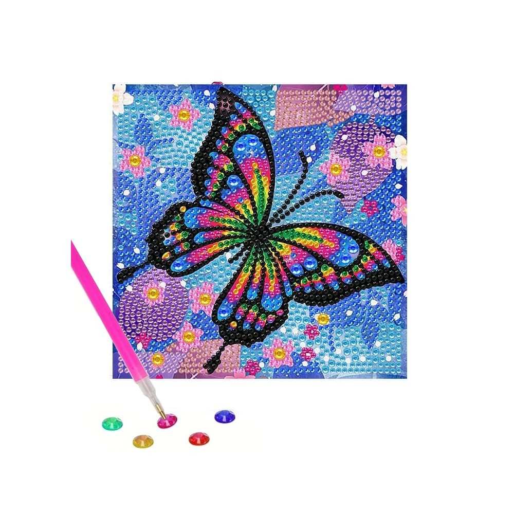 Kit de Arte de Diamante 5D 15x15cm - Borboleta | DIY para Iniciantes com Broca Redonda