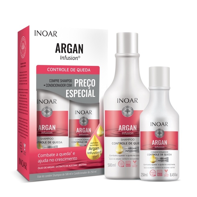 Inoar Argan Infusion: Kit Controle de Queda 750ml para Cabelos Fortes
