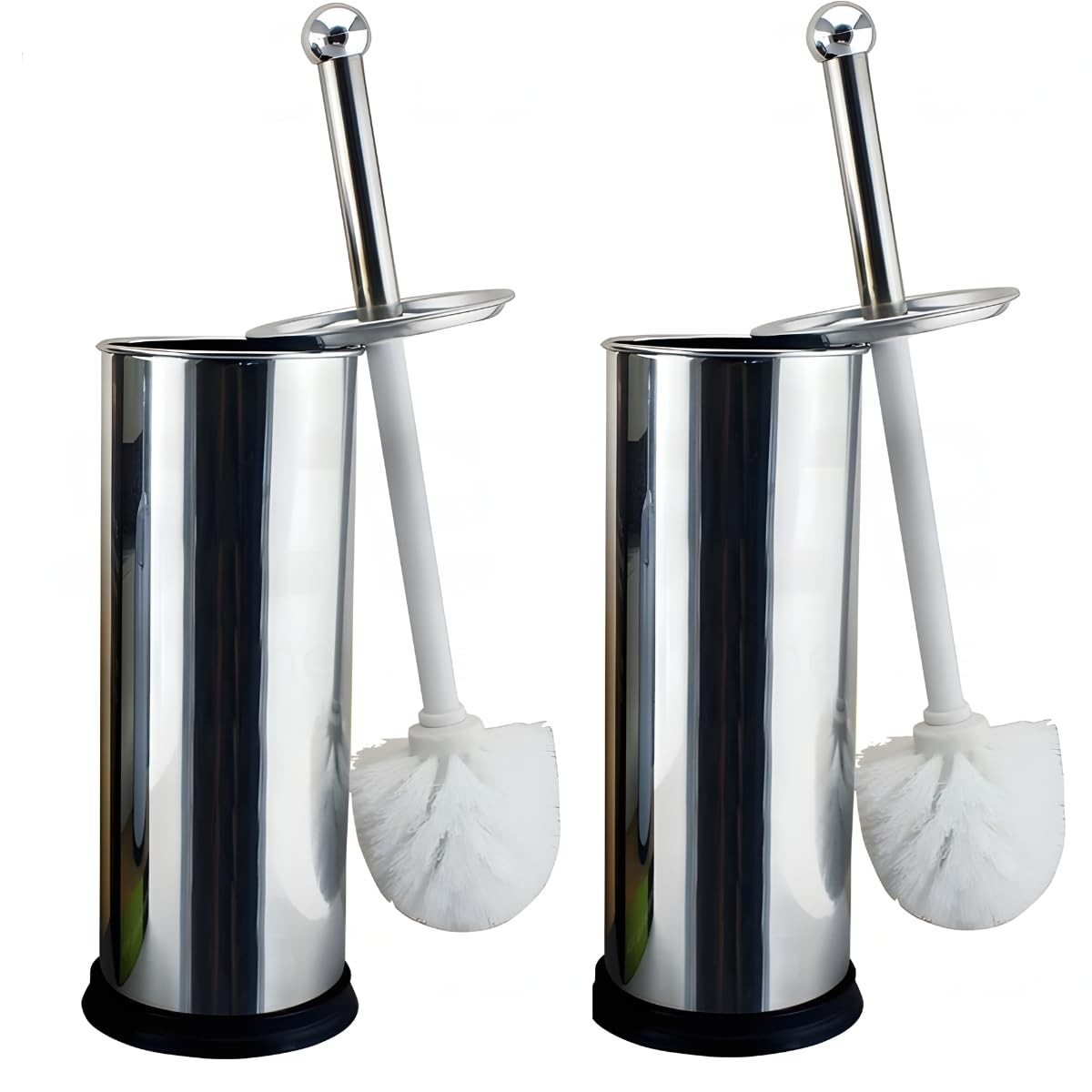 Kit com 2 Escovas Sanitárias Premium em Aço Inox Cromado - Design Moderno e Durável para Banheiro