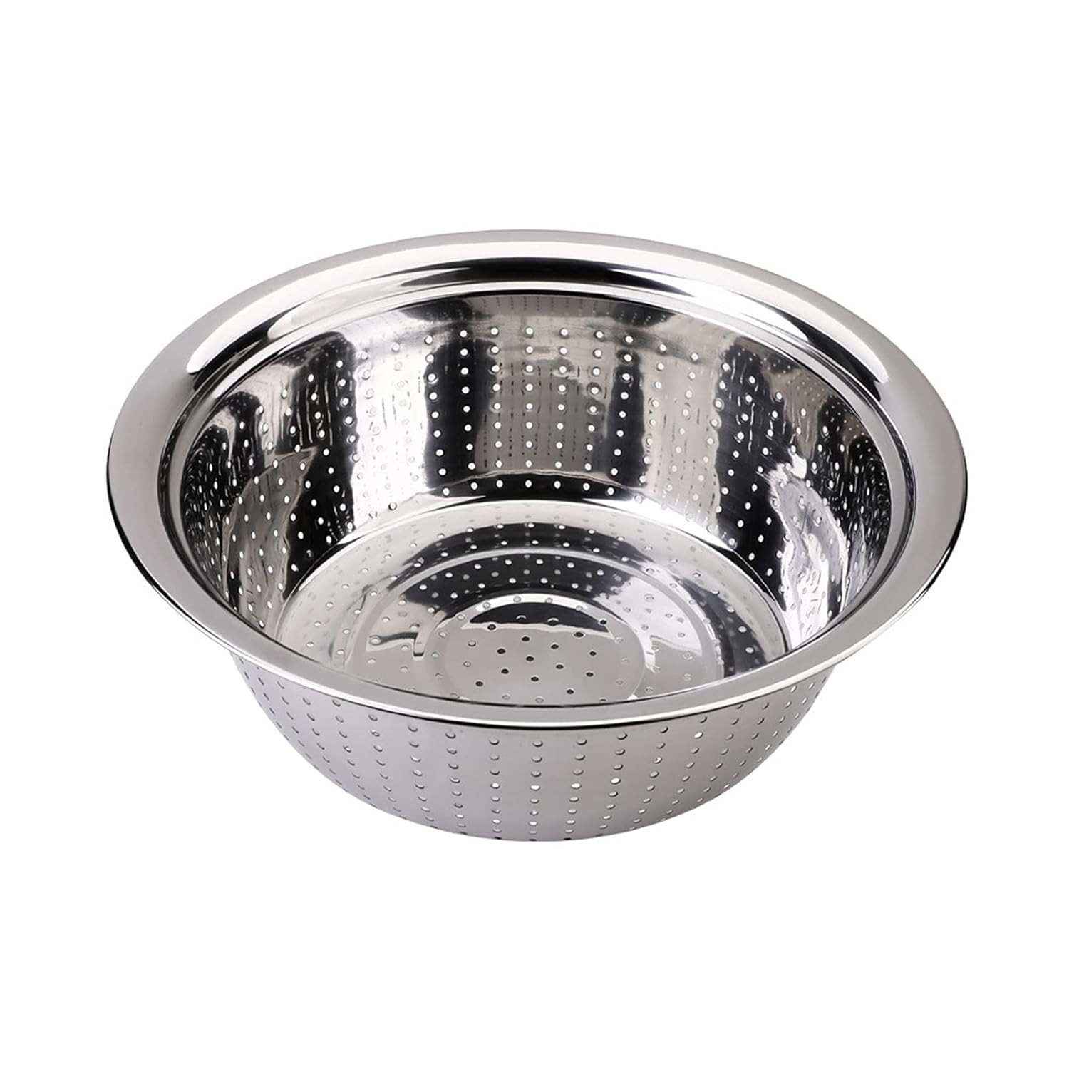 Bacia de Colador para Cozinha em Aço Inoxidável com Furos de Drenagem - Ideal para Lavar Arroz, Feijão, Frutas e Legumes