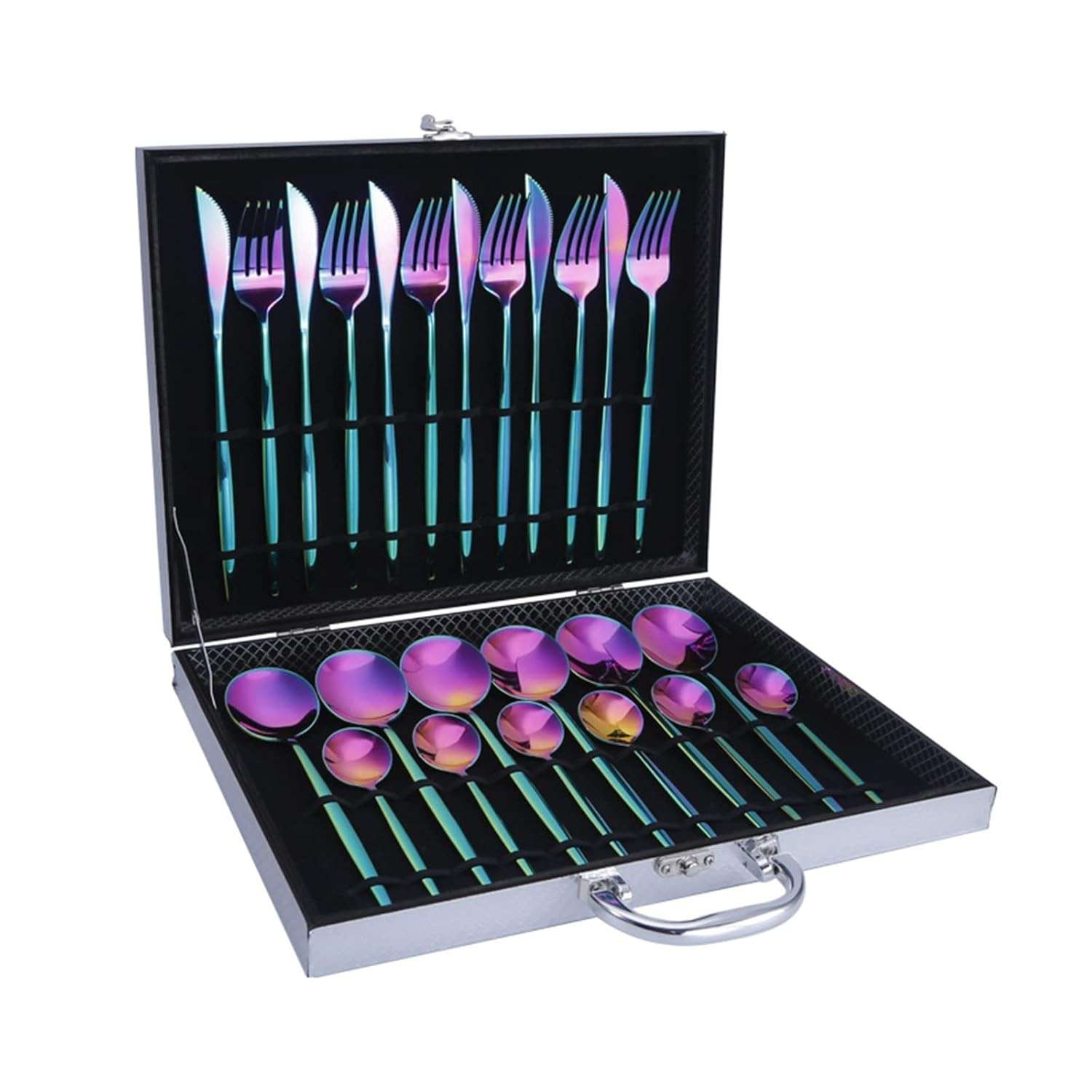 Conjunto de Talheres 24 Peças em Aço Inoxidável Premium - Design Moderno com Caixa de Presente