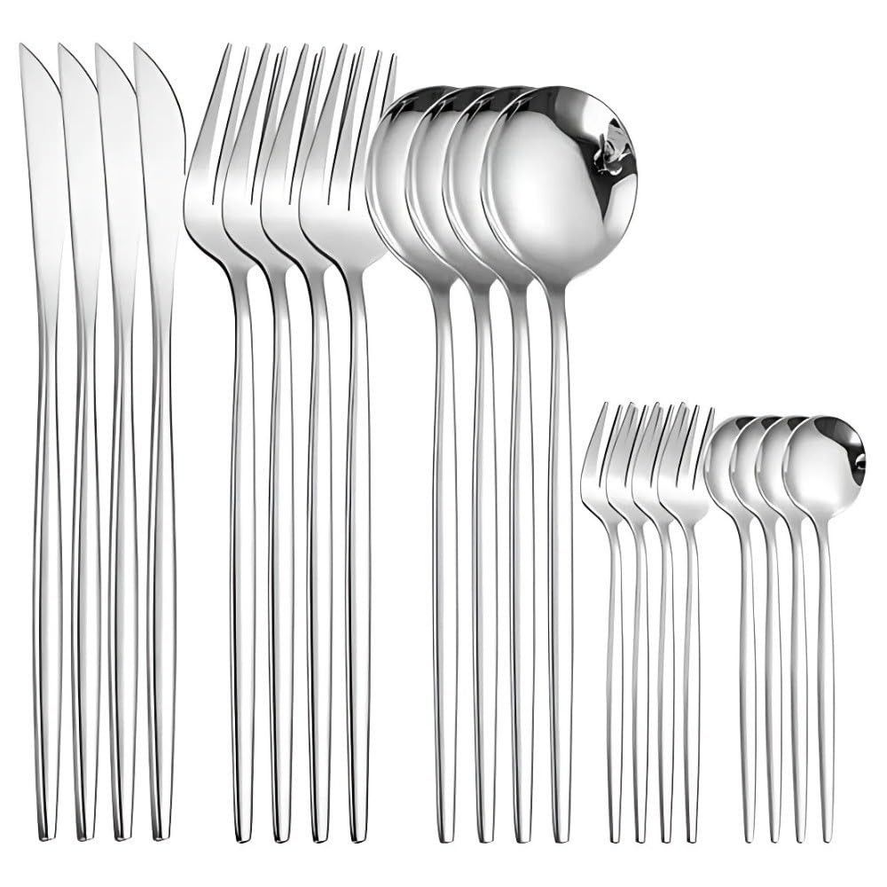 Conjunto de Talheres de Aço Inoxidável 24 Peças - Design Elegante e Durabilidade Premium
