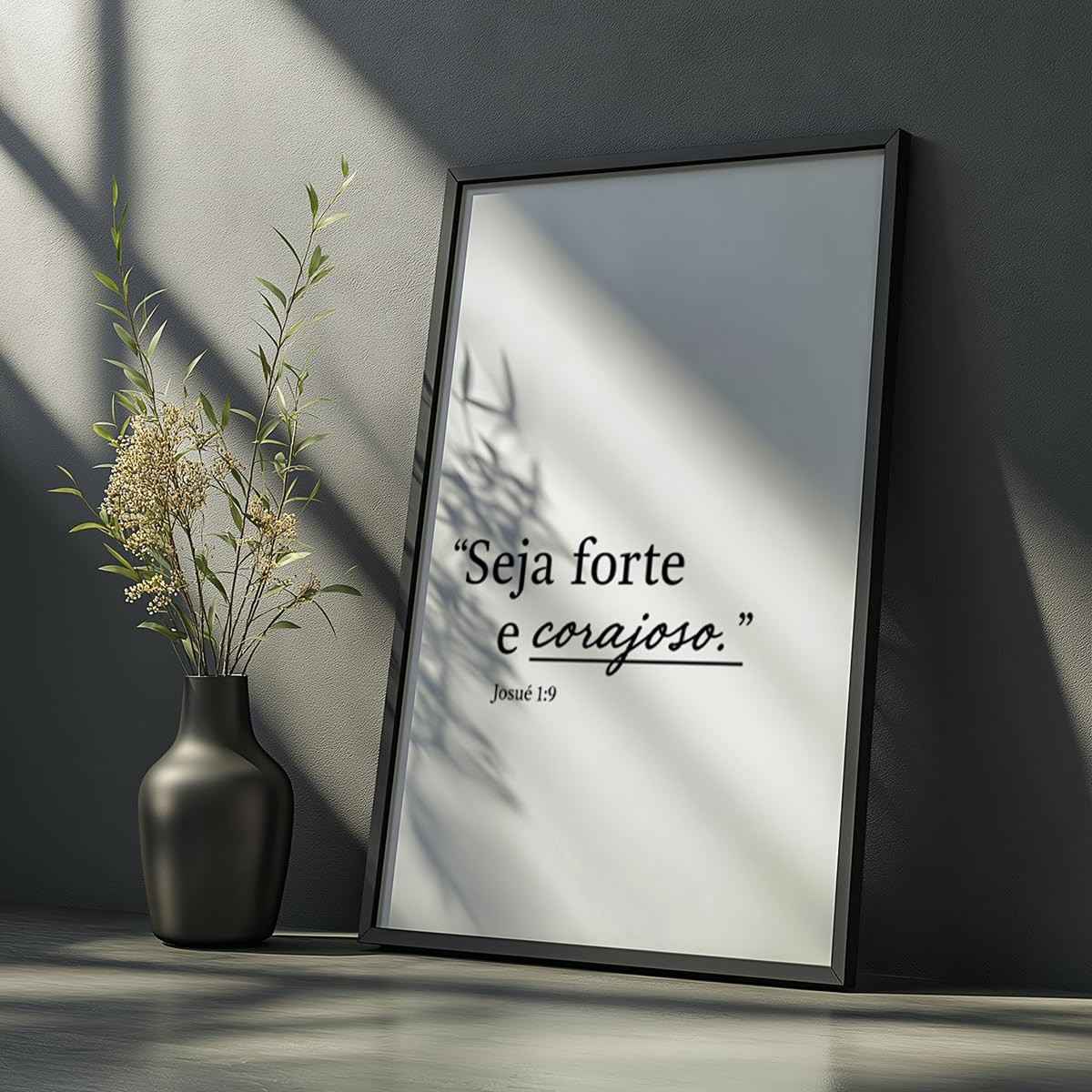 Quadro Decorativo Bíblia Josué 1:9 - Moldura Inspiradora para Fé e Motivação Cristã