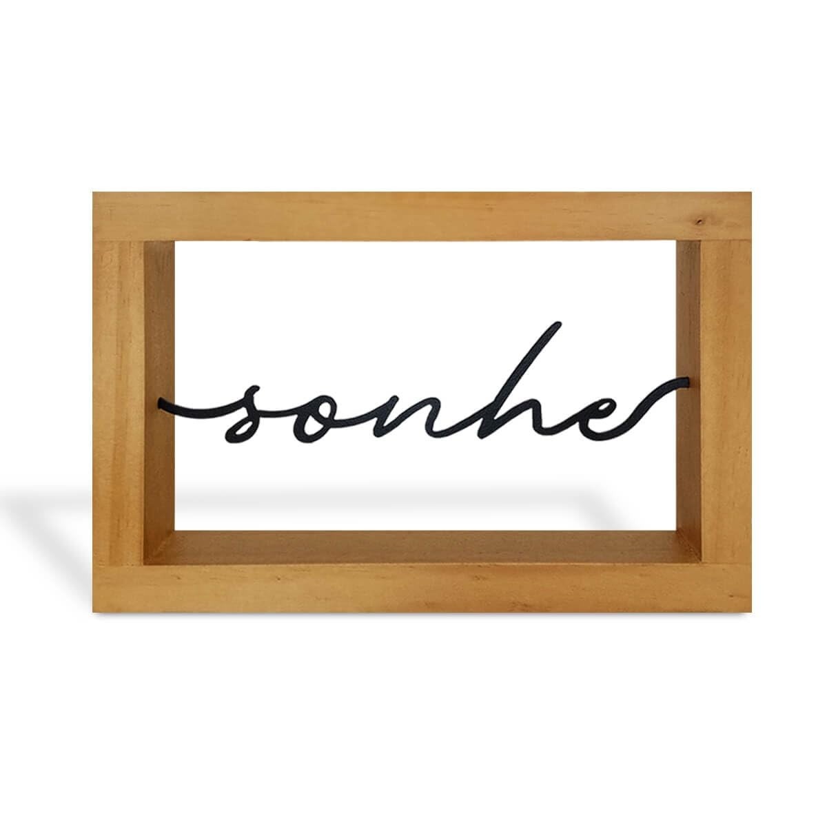 Escultura Decorativa Sonhe em Metal e Madeira - Moldura Inspiradora para Mesa ou Parede